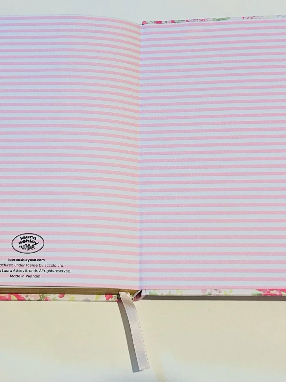 New Laura Ashley Pink Floral Lined Journal 8 3/8” x 6” made in Vietnam 128 Pages
